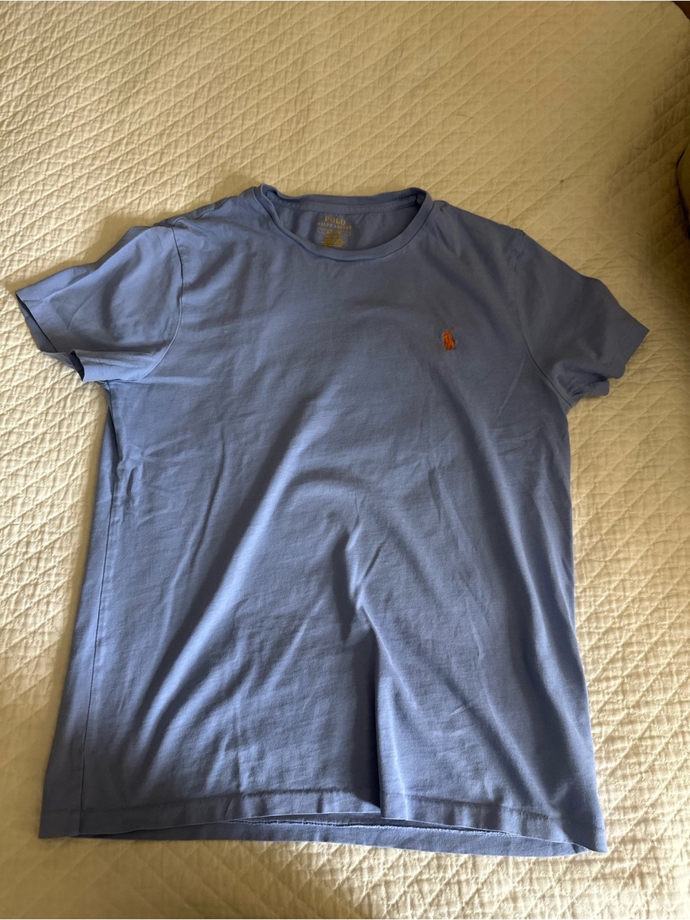 Polo by Ralph Lauren Light Blue Crew Neck T‑Shirt with Orange Pony